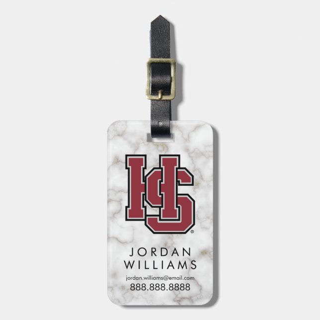 Hampden-Sydney White Marble Luggage Tag (Front Vertical)