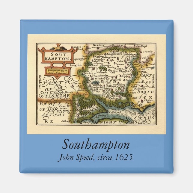 Hampshire, Southampton County England Historic Map Magnet (Front)