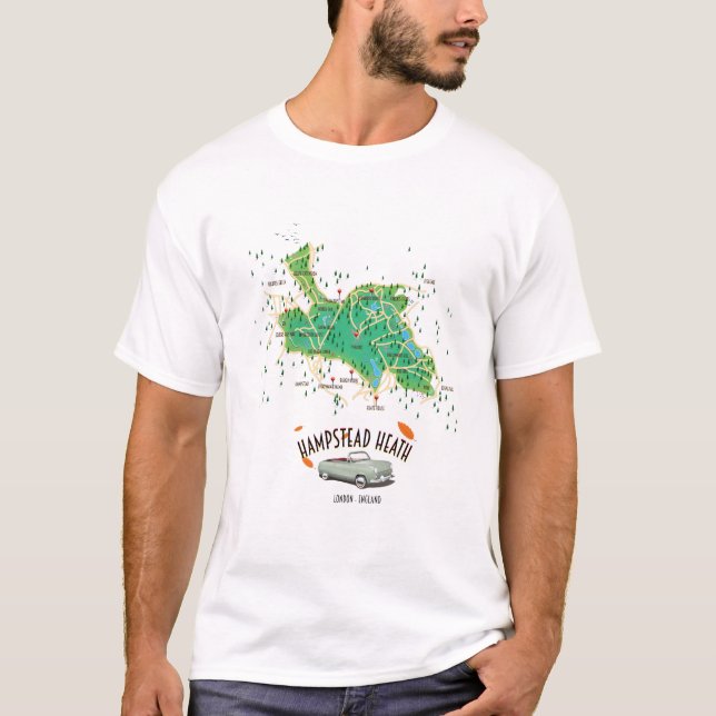 Hampstead Heath London England map T-Shirt (Front)