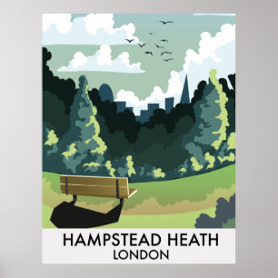 Hampstead Heath London travel poster. Poster