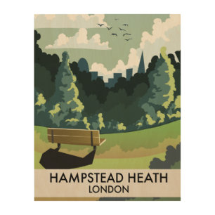 Hampstead Heath London travel poster. Wood Wall Art