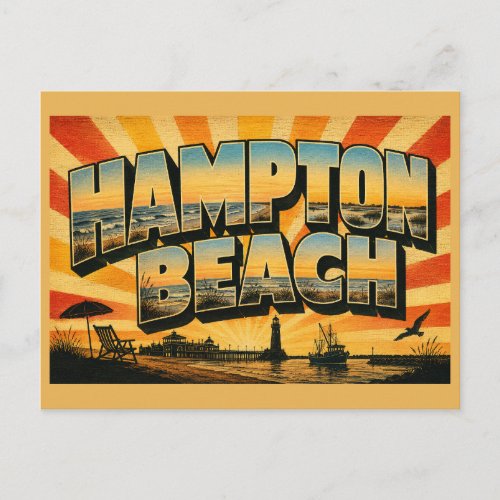 Hampton Beach New Hampshire Ocean Salt Marsh Art Postcard
