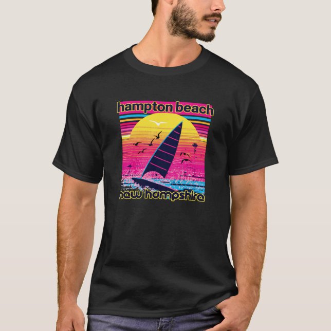 Hampton Beach Retro 80s Style Souvenir Beach T-Shirt (Front)