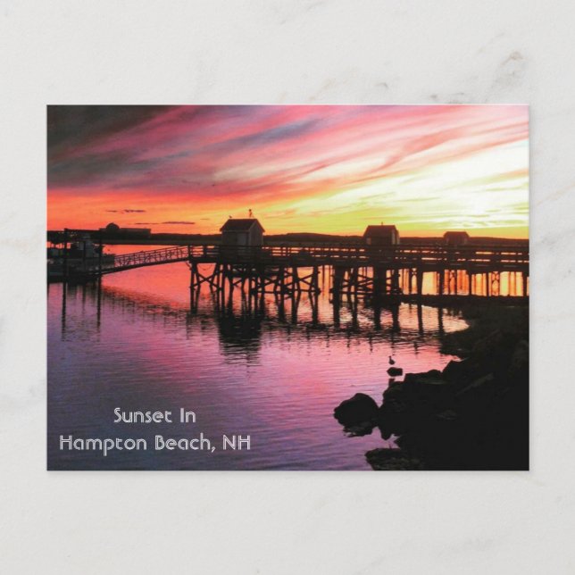 Hampton Beach Sunset Postcard (Front)