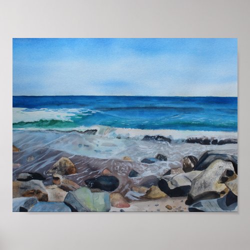 Hampton Beach Watercolor Archival Print