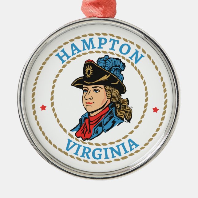 Hampton Virginia Colonial Metal Ornament (Front)