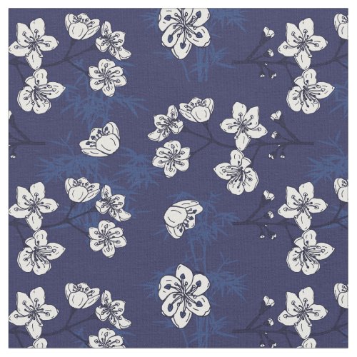 Hamptons Blue Floral Botanical Patterned Fabric