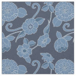 Hamptons Blue White Bold Floral Pattern Fabric