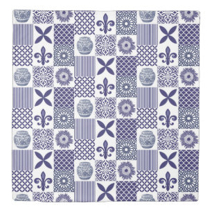 Hamptons Blue White Fleur de Lys Ginger Jars Print Duvet Cover