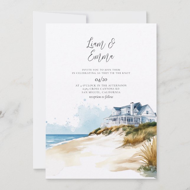 Hamptons Montauk Beach Wedding Invitation (Front)