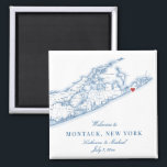 Hamptons Montauk Destination Wedding Favor Magnet<br><div class="desc">Quick and easy ordering! This Montauk destination wedding favor magnet is perfect to include with welcome bag goodies for your Hamptons destination wedding guests, or customize them for your wedding party. The heart is over Montauk, but you can move the heart by clicking "Edit Using design tool" under "Personalize". These...</div>