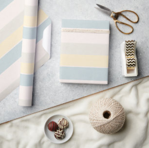 Hamptons Pastel Coastal Stripe Boutique Gift Wrap
