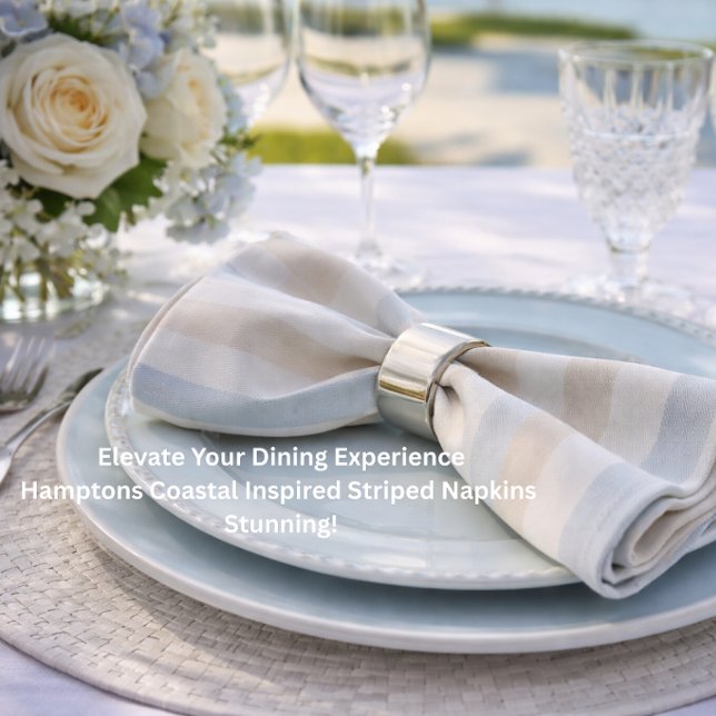 Hamptons Stripe Dinner Napkins Set Coastal (Pair with hydrangea florals for a relaxed coastal table—shop the full coordinating collection)