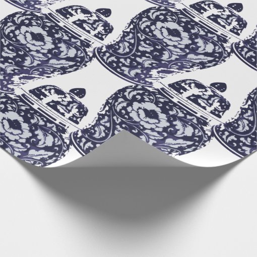 Hamptons Style Blue White New England Ginger Jar Wrapping Paper Zazzle