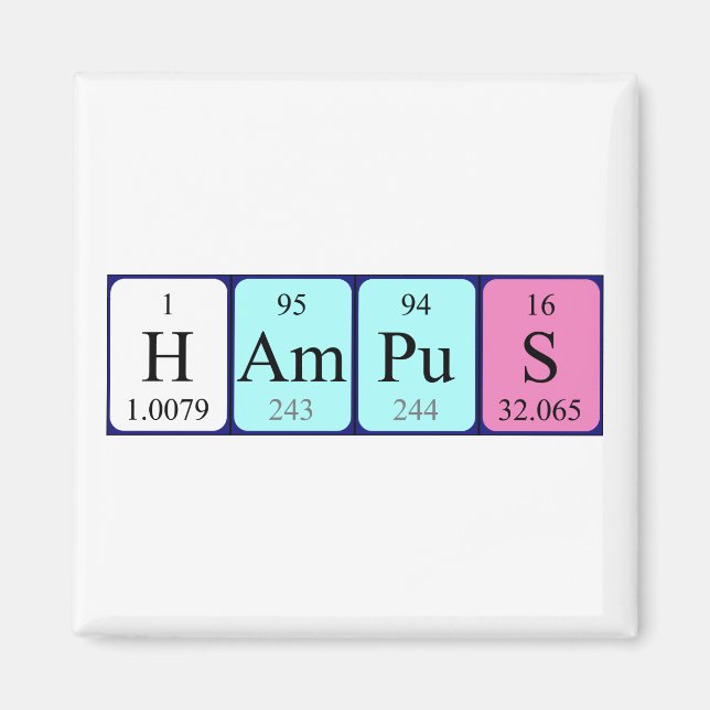 Hampus periodic table name magnet (Front)