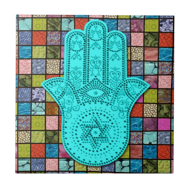Hamsa Alef Ceramic Tile (Front)