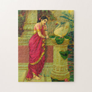 Hamsa and Damayanti by Raja Ravi Varma Jigsaw Puzzle