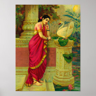 Hamsa and Damayanti by Raja Ravi Varma Poster