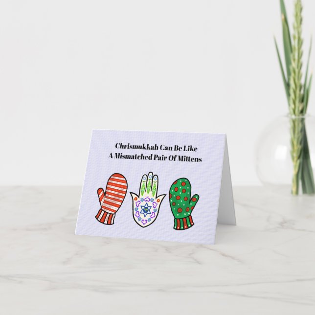 Hamsa and Mittens Chrismukkah Card (Front)