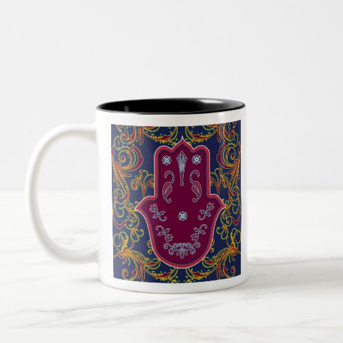 Hamsa and Star of David 2 mystic jewish symbols Two_Tone Coffee Mug