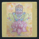 Hamsa Art Stone Coaster<br><div class="desc">Beautiful unique design features "Insight"© original watercolor on textured masa paper, by Kari Anapol, BloomingLotusStudio.com</div>