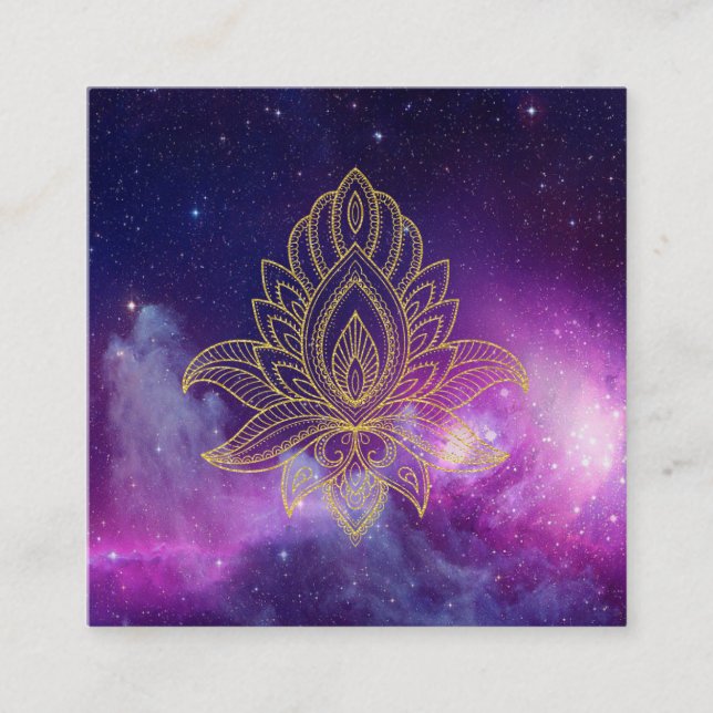 *~* Hamsa Cosmic Galaxy Sacred Nebula Square Business Card (Front)