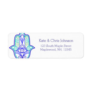 Hamsa design rerun address label-blues label