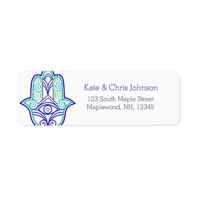 Hamsa design rerun address label-blues label (Front)