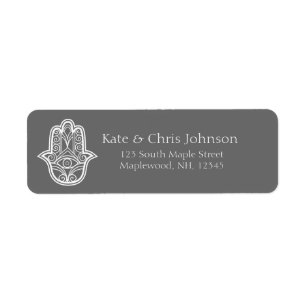 Hamsa design rerun address label-gray label