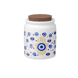 Hamsa Evil Eye Candy Jar
