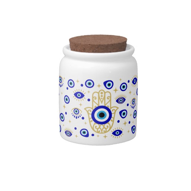 Hamsa Evil Eye Candy Jar (Front)