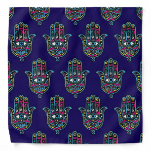 Hamsa Evil Eye Hand Print Adult Bandana