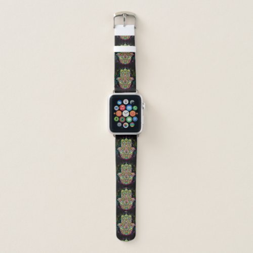 Hamsa Fatma Hand Psychedelic Art Apple Watch Band
