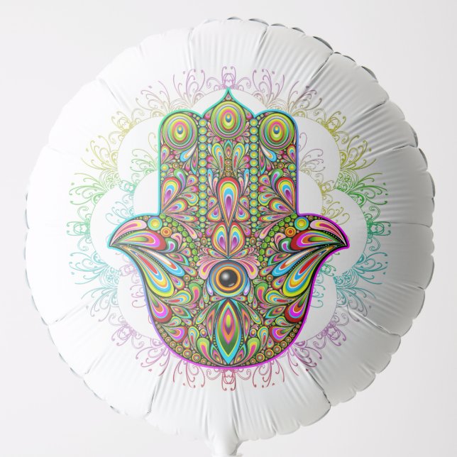 Hamsa Fatma Hand Psychedelic Art Balloon (Front)