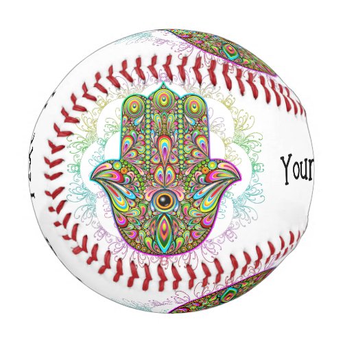 Hamsa Fatma Hand Psychedelic Art Baseball