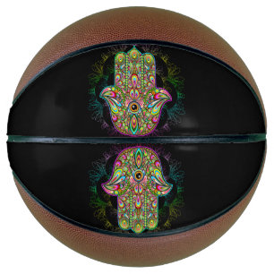 Hamsa Fatma Hand Psychedelic Art Basketball