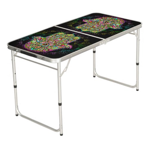 Hamsa Fatma Hand Psychedelic Art Beer Pong Table