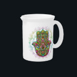 Hamsa Fatma Hand Psychedelic Art Beverage Pitcher<br><div class="desc">Hamsa Hand Psychedelic Art,  made on Vector Graphic Techinque,  using several multi-colored elements patiently assembled like a puzzle to compose the Hamsa Shape. Symbol of Protection.</div>