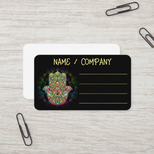 Hamsa Fatma Hand Psychedelic Art Business Card