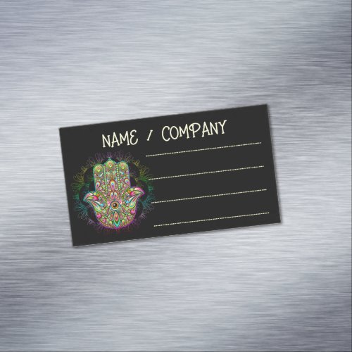 Hamsa Fatma Hand Psychedelic Art Business Card Magnet
