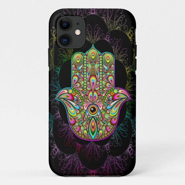 Hamsa Fatma Hand Psychedelic Art Case-Mate iPhone Case (Back)