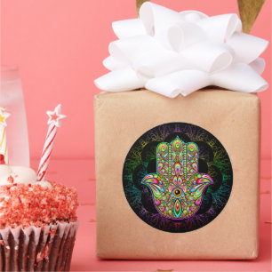 Hamsa Fatma Hand Psychedelic Art Classic Round Sticker