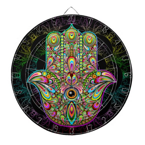 Hamsa Fatma Hand Psychedelic Art Dart Board