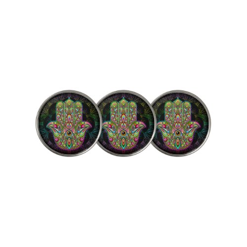 Hamsa Fatma Hand Psychedelic Art Golf Ball Marker