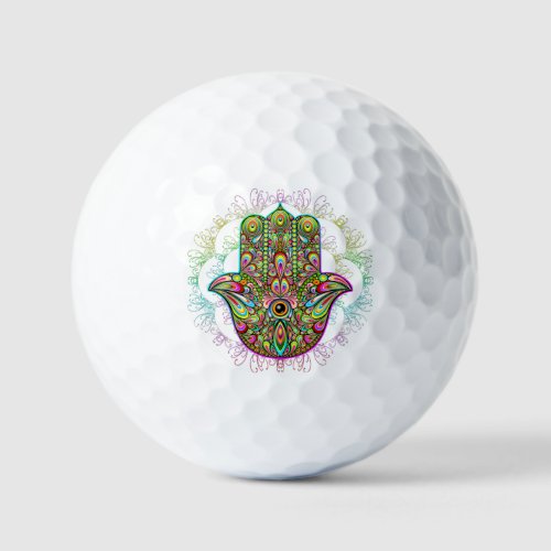 Hamsa Fatma Hand Psychedelic Art Golf Balls
