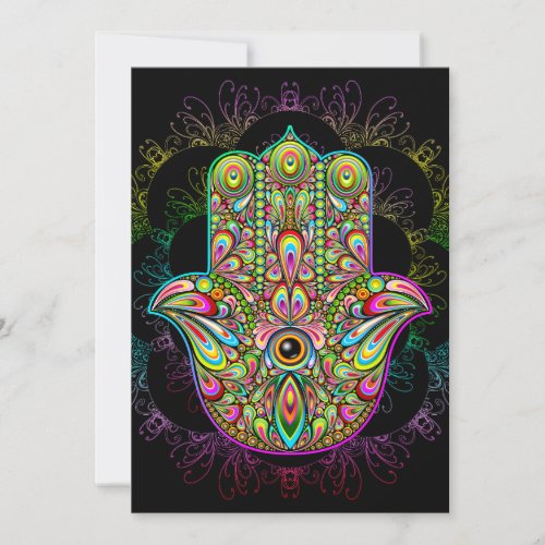 Hamsa Fatma Hand Psychedelic Art Invitation