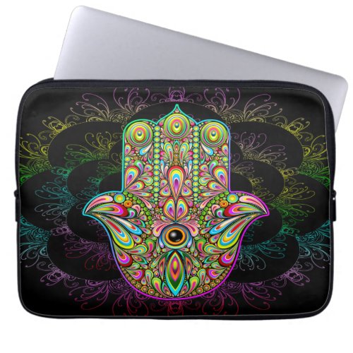 Hamsa Fatma Hand Psychedelic Art Laptop Sleeve