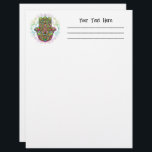 Hamsa Fatma Hand Psychedelic Art Letterhead<br><div class="desc">Hamsa Hand Psychedelic Art,  made on Vector Graphic Techinque,  using several multi-colored elements patiently assembled like a puzzle to compose the Hamsa Shape. Symbol of Protection.</div>