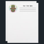 Hamsa Fatma Hand Psychedelic Art Letterhead<br><div class="desc">Hamsa Hand Psychedelic Art,  made on Vector Graphic Techinque,  using several multi-colored elements patiently assembled like a puzzle to compose the Hamsa Shape. Symbol of Protection.</div>