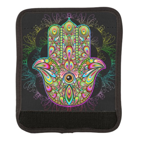 Hamsa Fatma Hand Psychedelic Art Luggage Handle Wrap